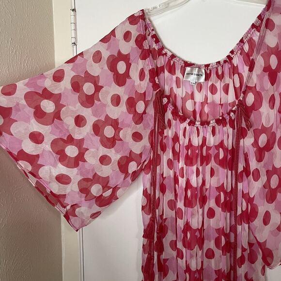 Antik Batik preppy sheer hippie floral fluid bounce dress with tassels Small - Picture 5 of 11